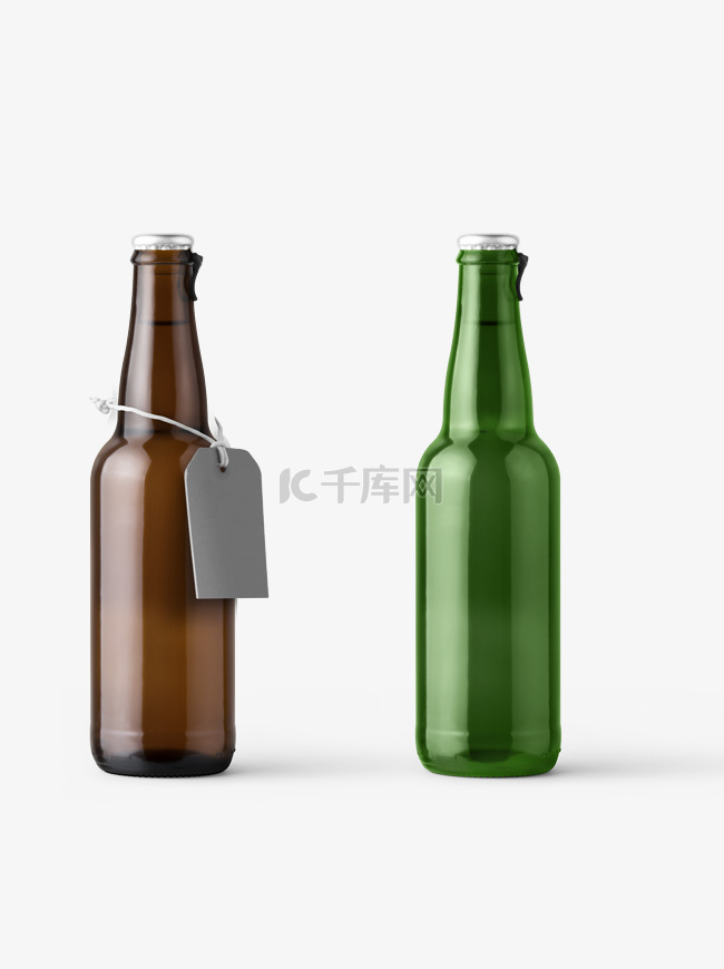 绿啤酒瓶棕色啤酒瓶分图层可编辑