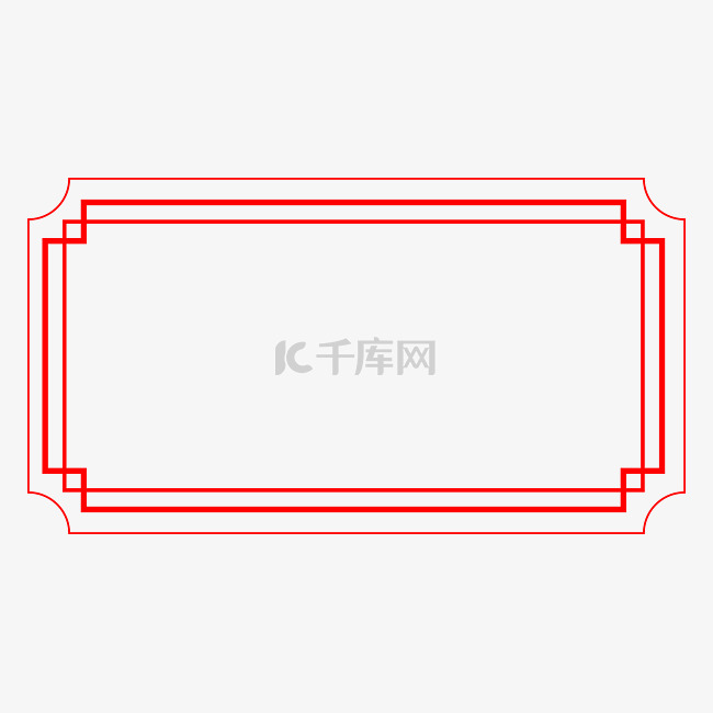 红色线条矢量标题框海报边框透明