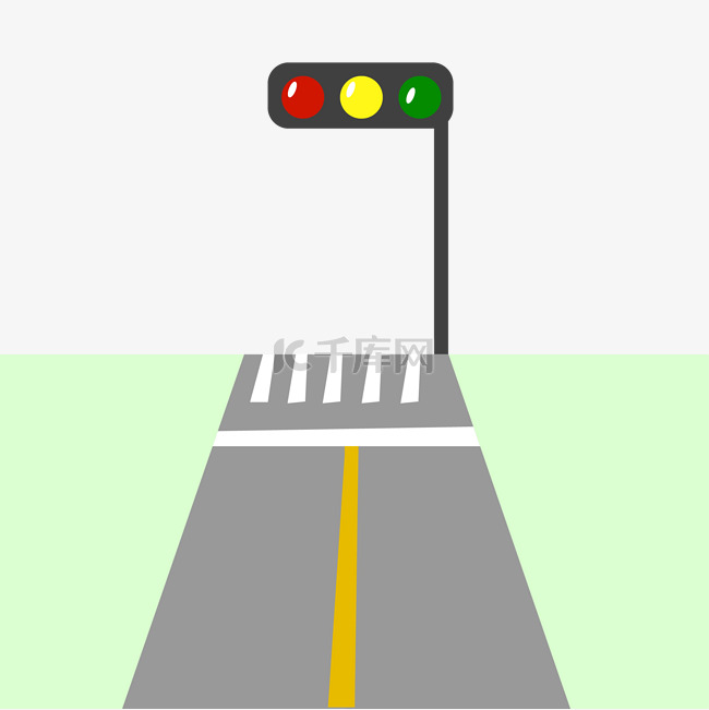矢量马路口红绿灯交通安全类标识