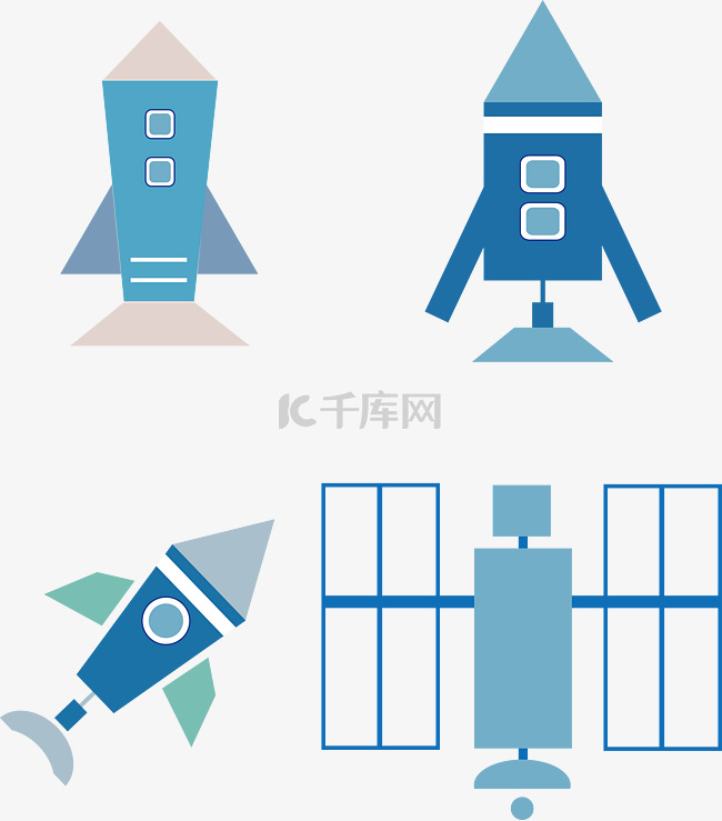 火箭飞机卫星矢量图