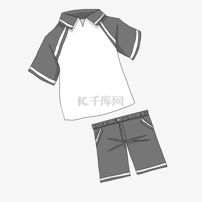 校园文具系列运动校服手绘插画