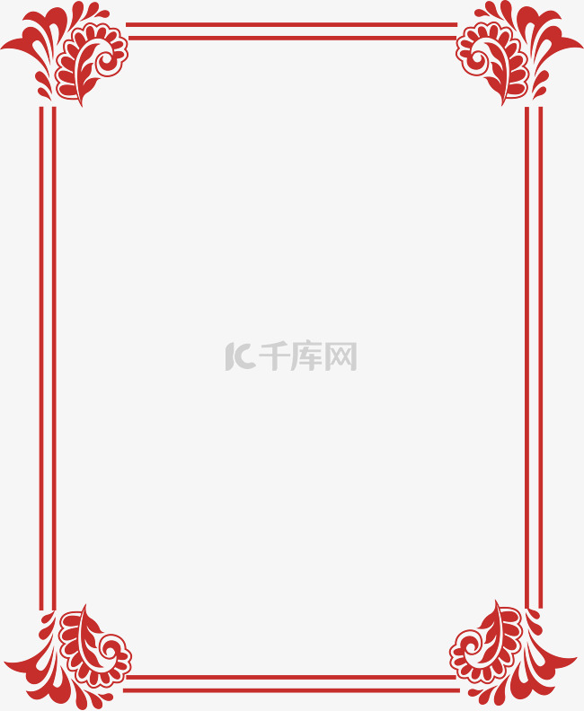 中国风红色花纹边框