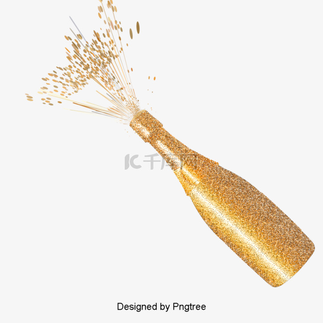 金色香槟庆祝渐变元素