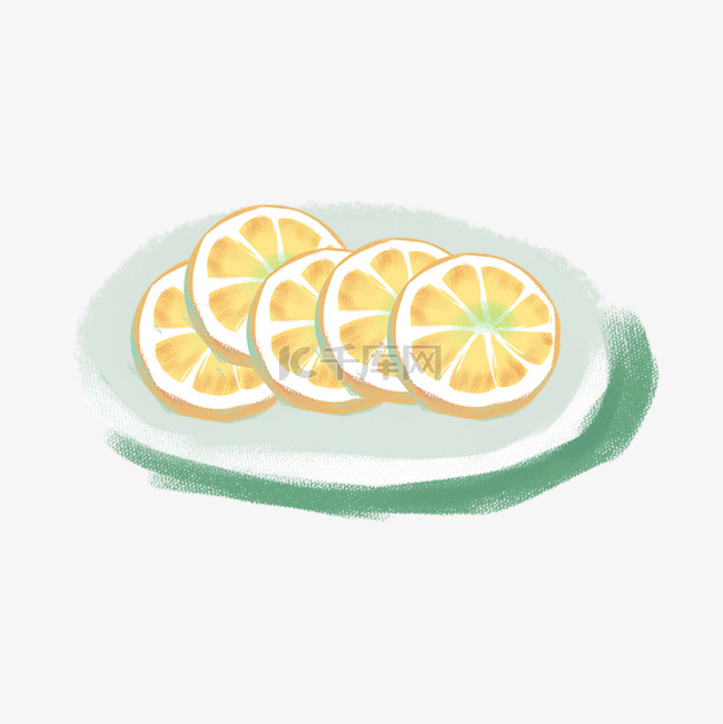 手绘卡通柠檬片碟子盘子