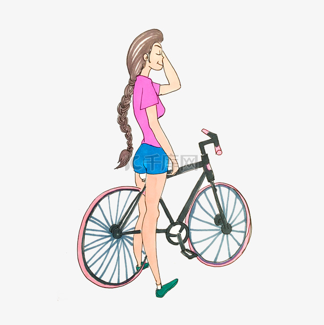 骑自行车少女 