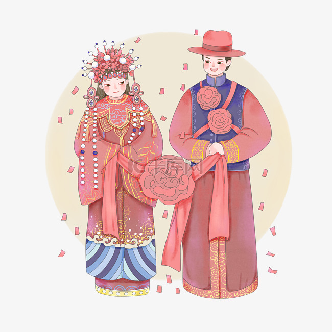 春节腊月过年喜事结婚传统新郎新