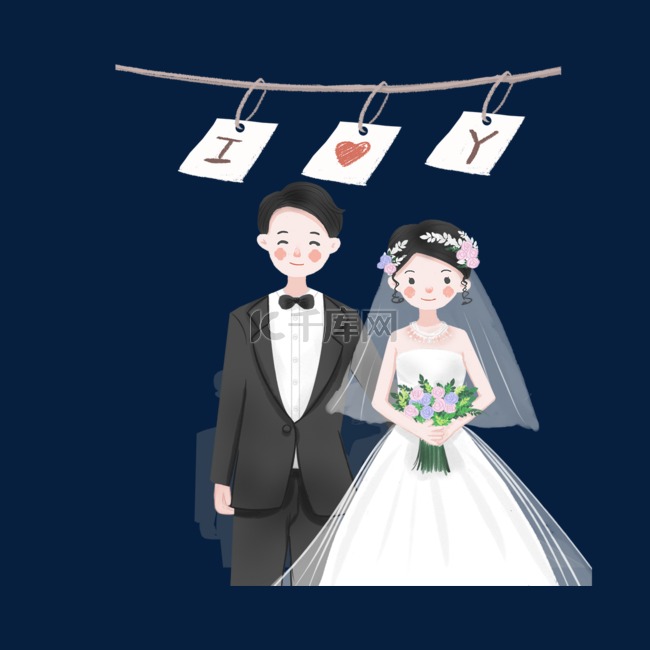 浪漫爱情婚礼主题插画