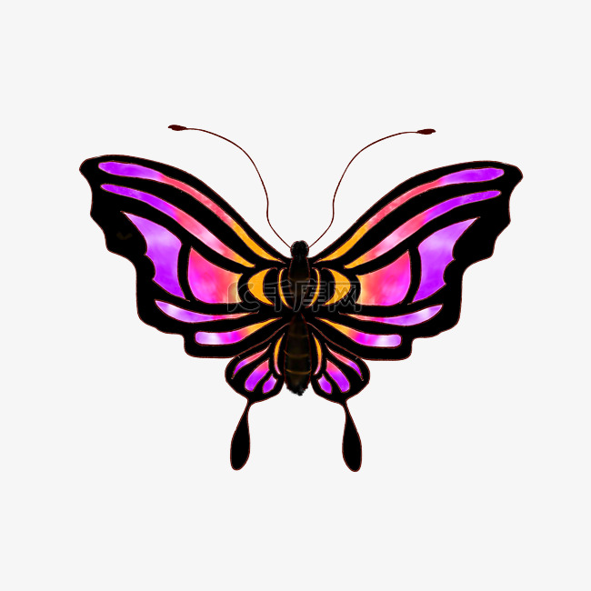 手绘紫色的蝴蝶配图
