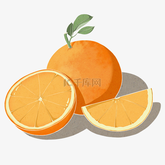 水果手绘卡通小物件橙子矢量图