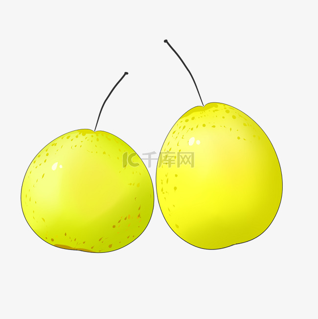 黄色鸭梨水果插画