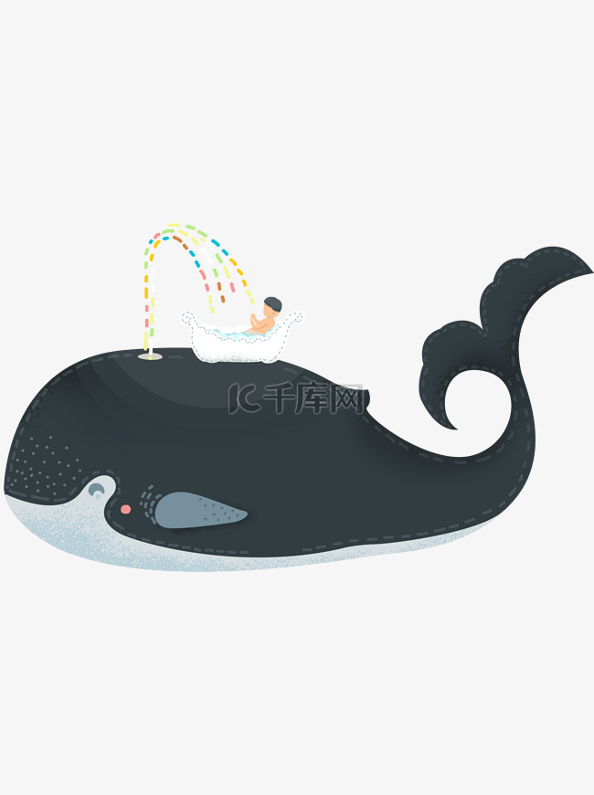 可爱鲸鱼小朋友装饰元素