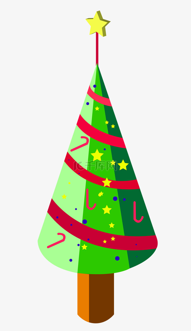 2.5D圣诞树手绘插画