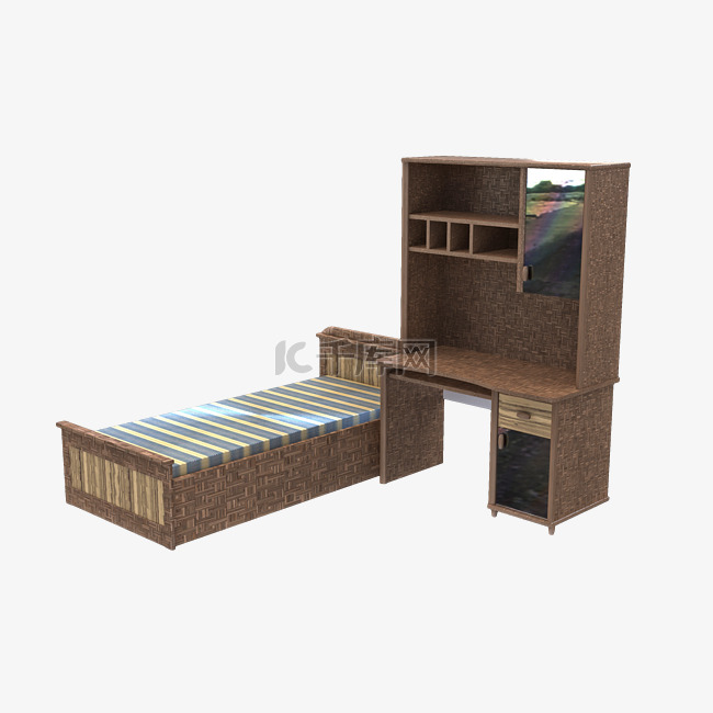 家具家装素材精美木床书桌书架