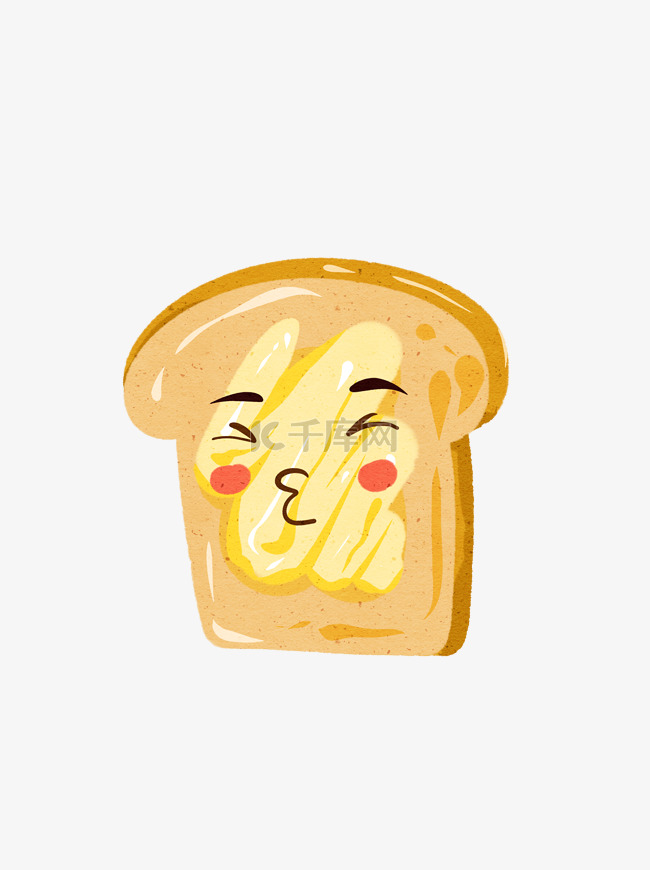 早餐面包吐司卡通插画元素