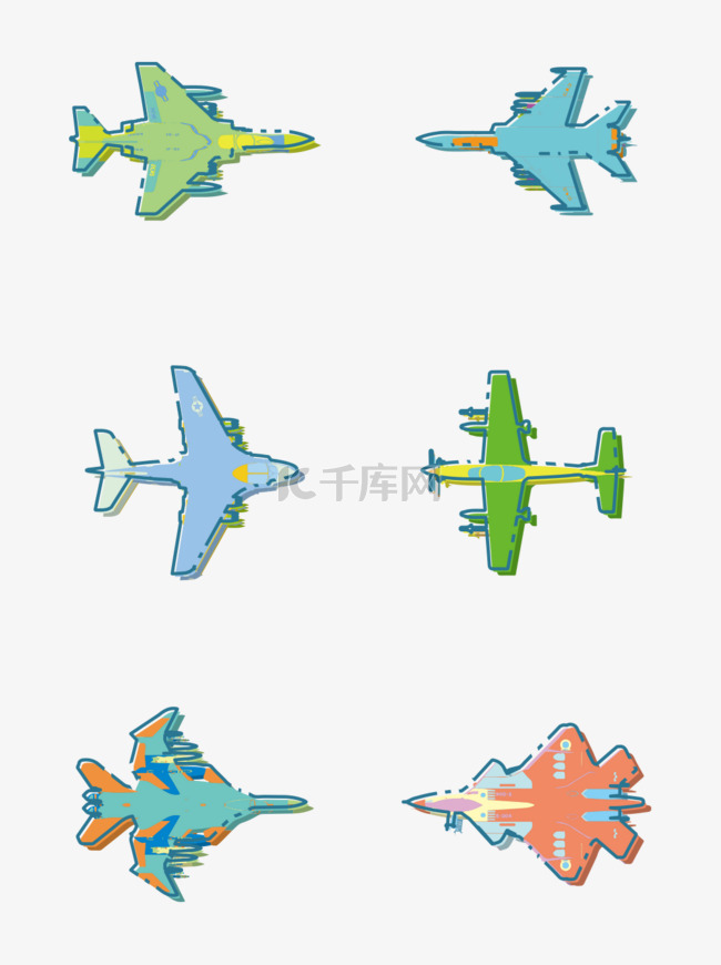 简约扁平卡通MBE飞机战斗机矢