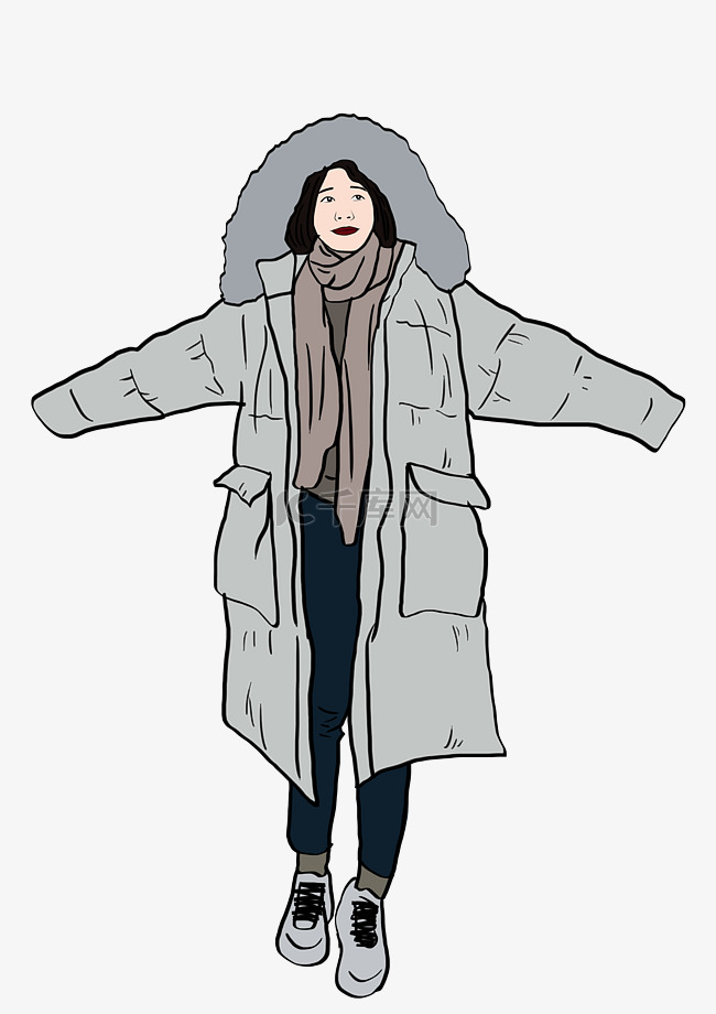 冬季穿着保暖大衣的女孩