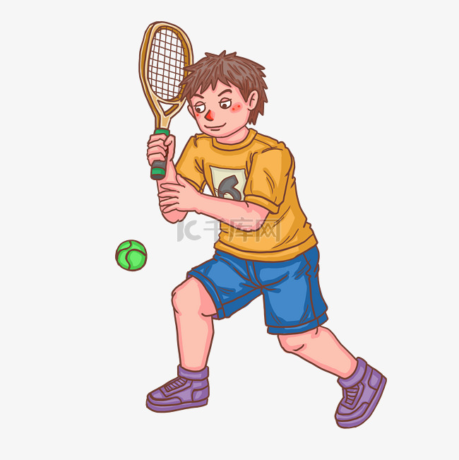卡通比赛青年人物网球比赛