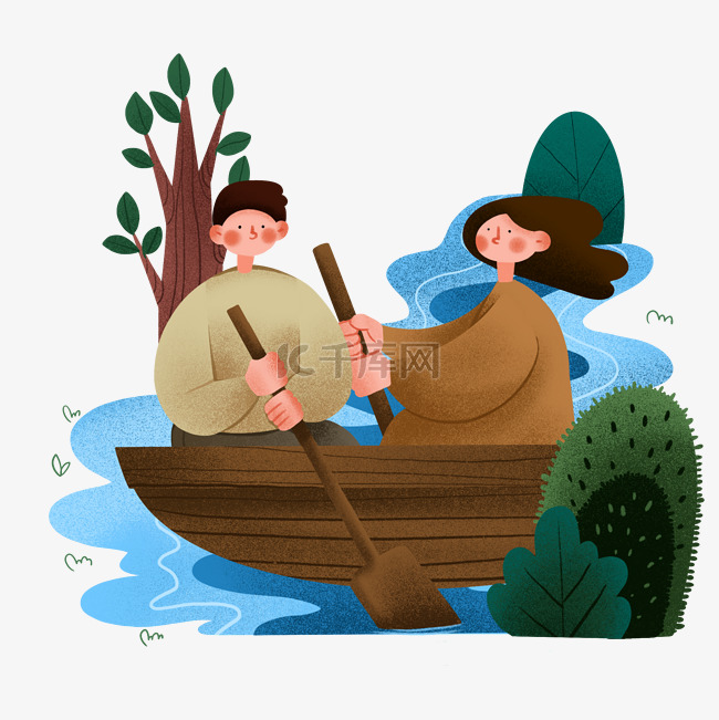  划船的情侣 