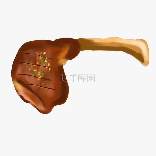 一只香辣烤鸡腿插画