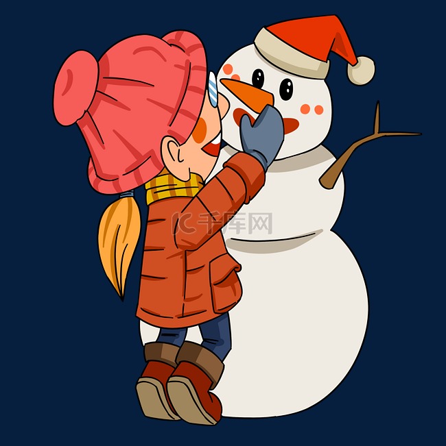 圣诞雪人和人物插画