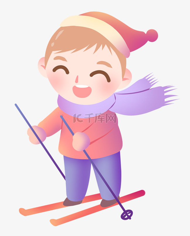 滑雪健身的小女孩