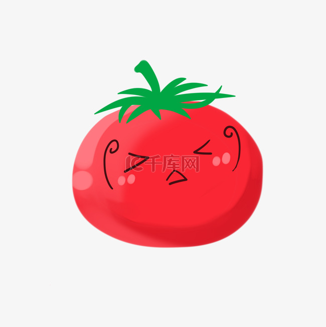 番茄圆形绿色可爱清新红色