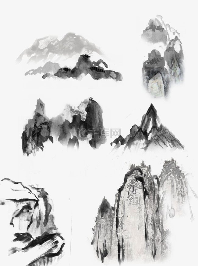 中国画山水元素组图可商用