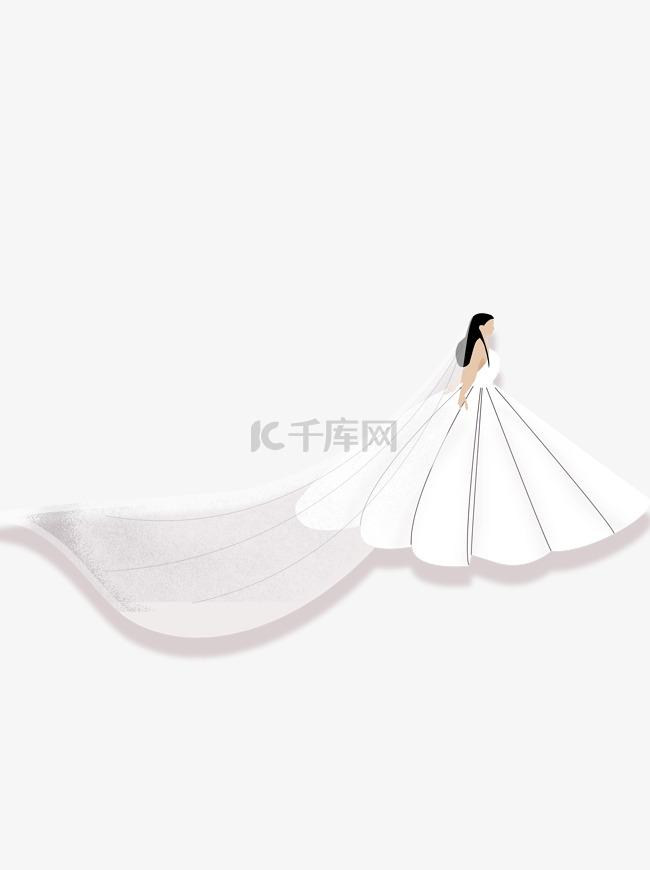 美丽手绘长裙新娘装饰元素