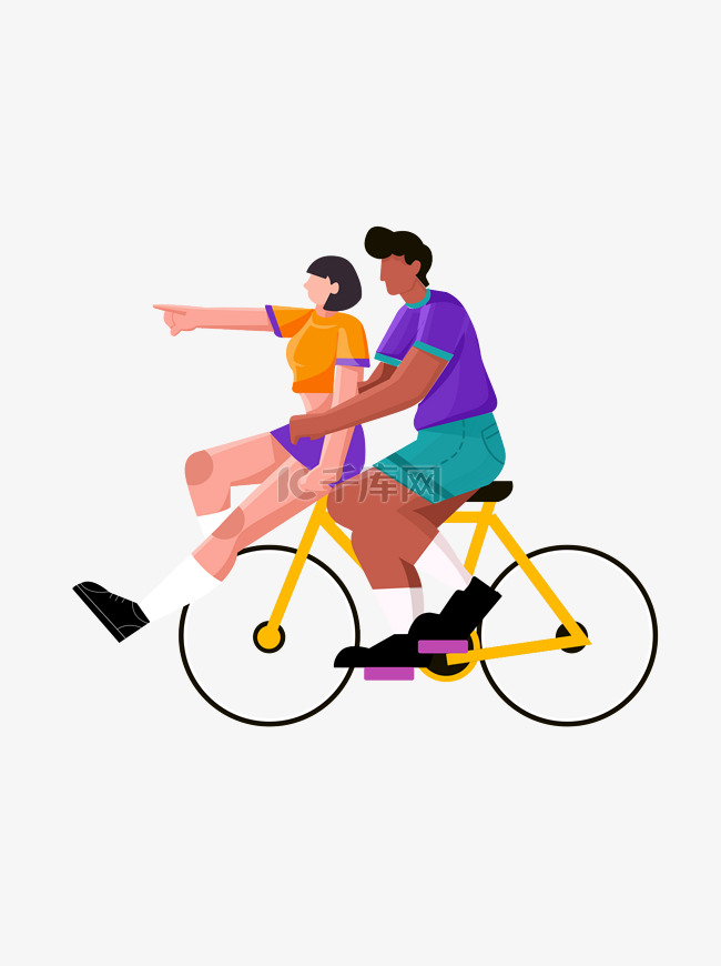 骑自行车约会的情侣元素