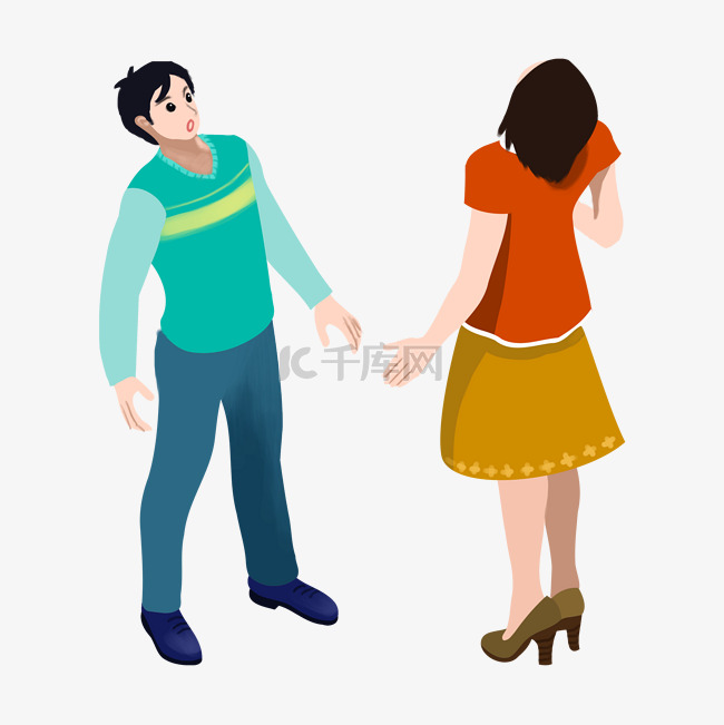 手绘卡通男女人物素材图片免费下载-千库网