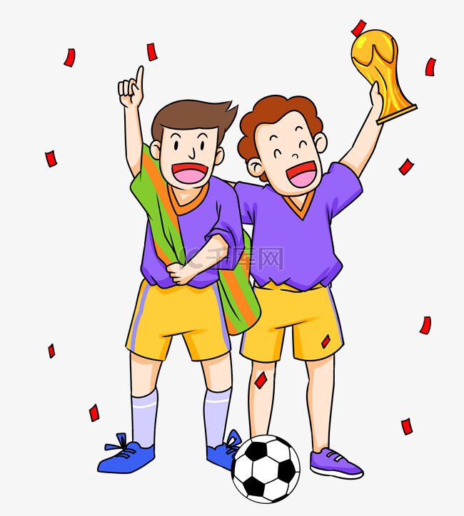 足球世界杯赛冠军领奖场景插画