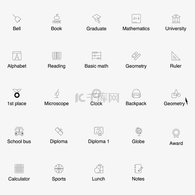 教育学习用品线型图标