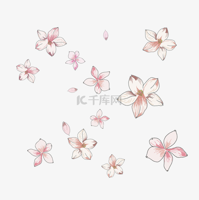 樱花烂漫落花粉色唯美PNG