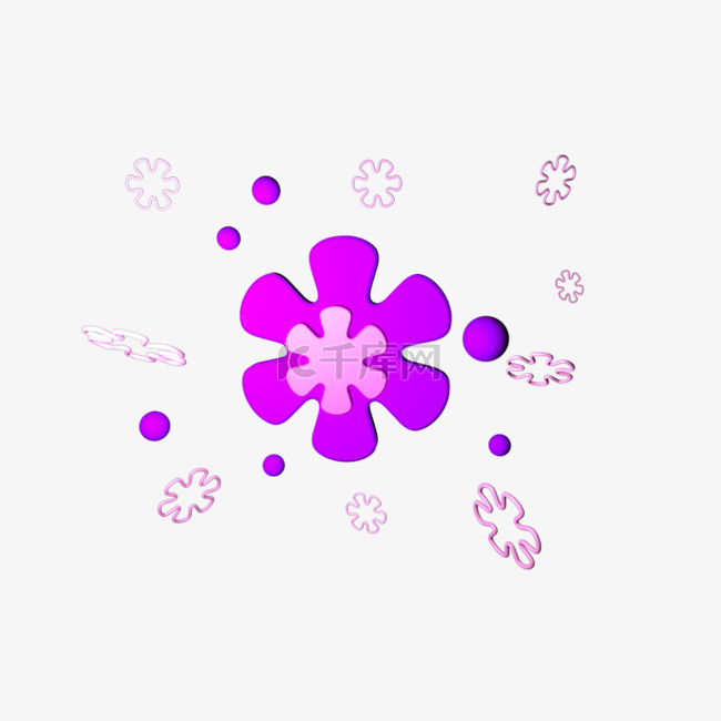 C4D紫色电商促销花朵图形插画