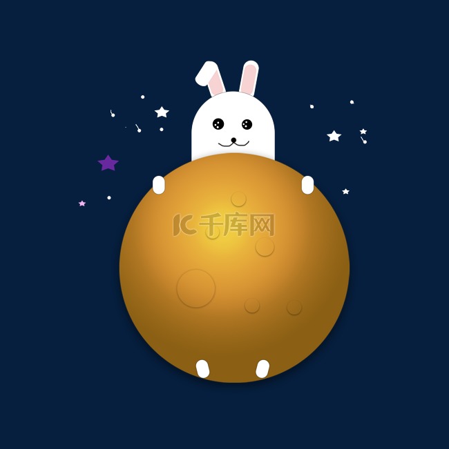 中秋节卡通手绘兔子png下载