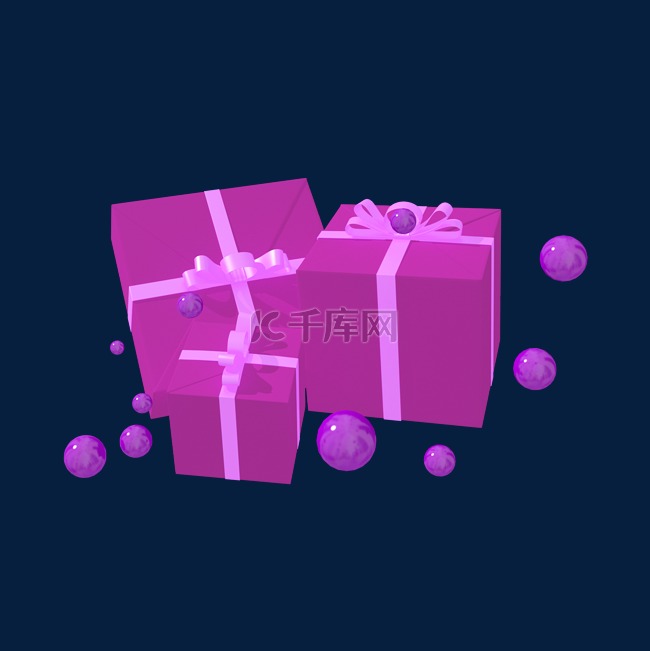 C4D圣诞节紫色礼盒电商装饰