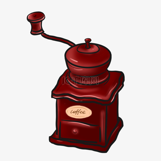 红色的咖啡机插画