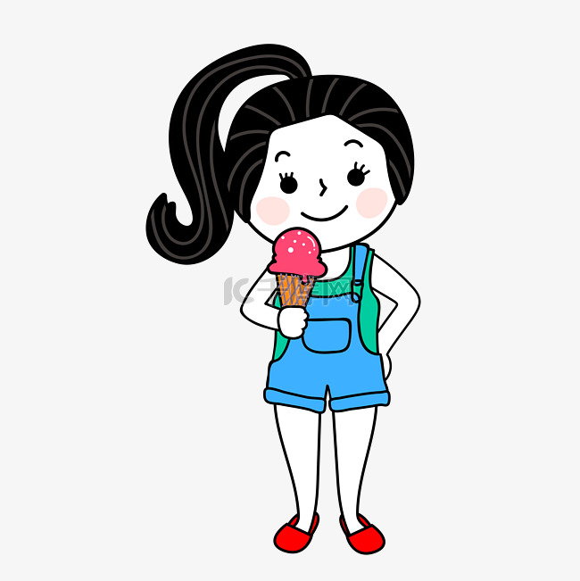 可爱的吃冰淇淋的小女孩