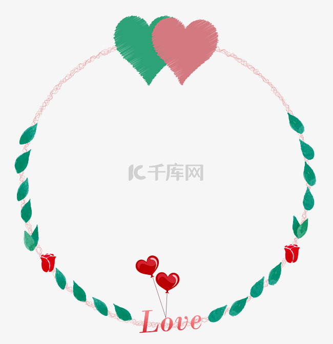 情人节心心相印爱情圆框love