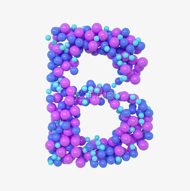 C4D气球立体字母B元素