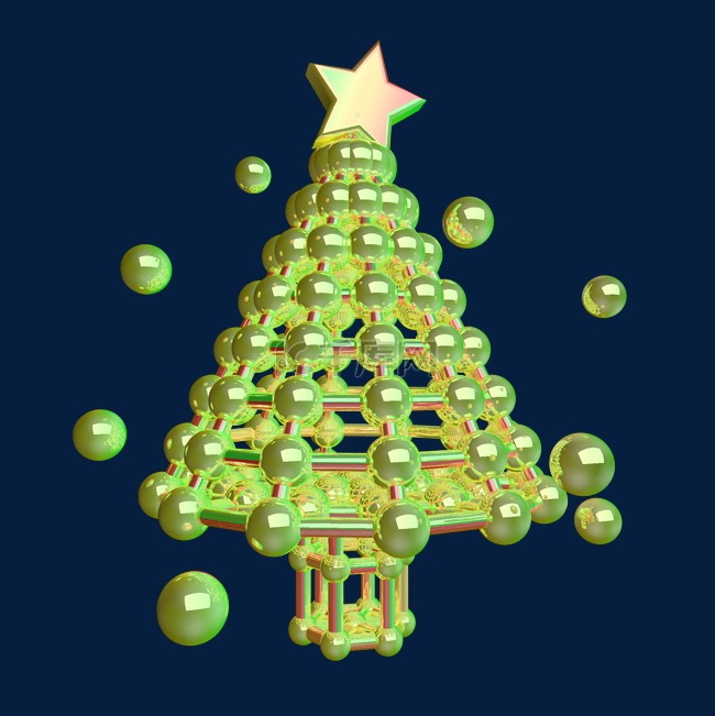 C4D绿色卡通圣诞树