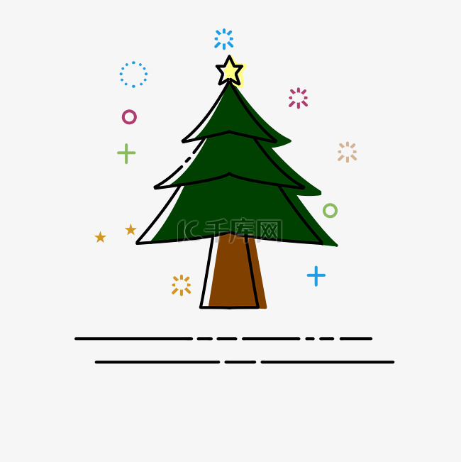 手绘圣诞树MBE图标插画