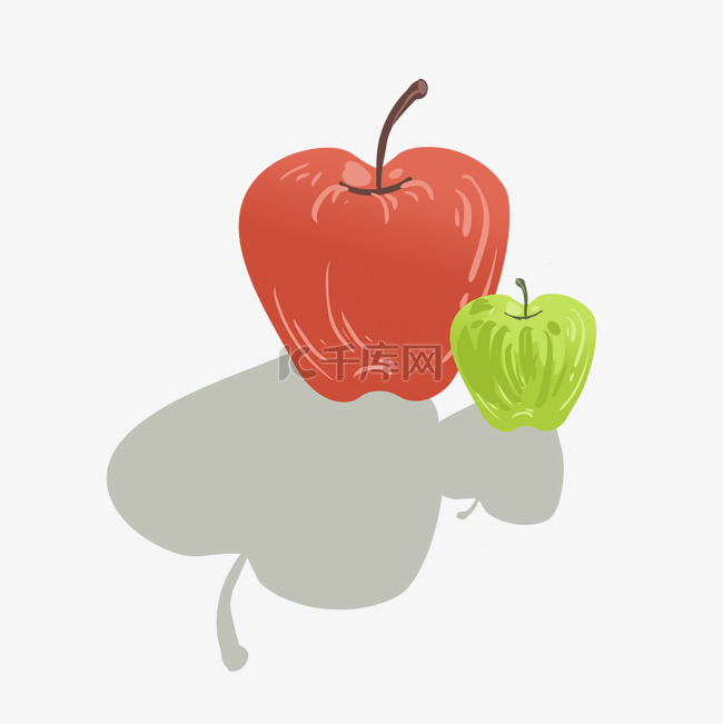 红苹果水果手绘标签