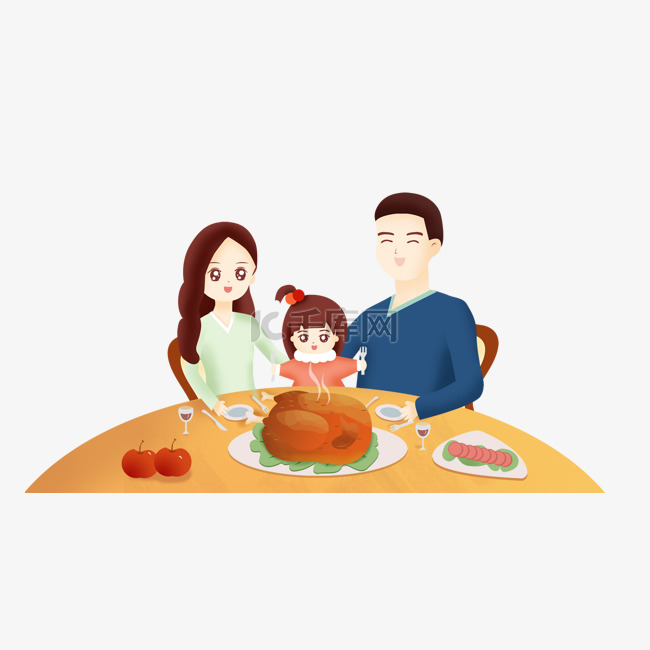 感恩节火鸡大餐主题插画