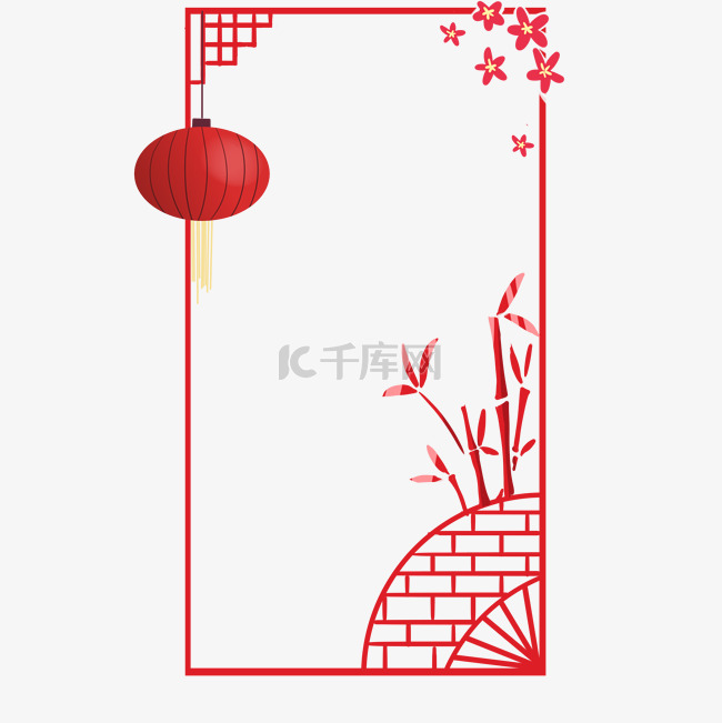 手绘红灯笼中国风边框