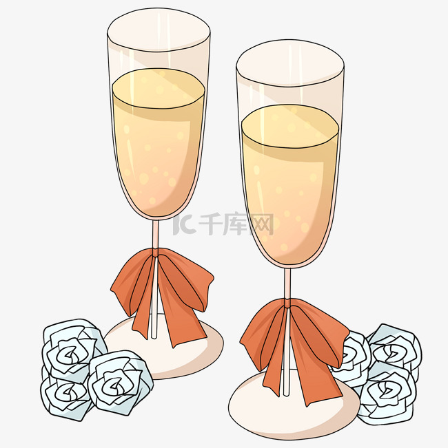 婚礼婚姻交杯酒插画