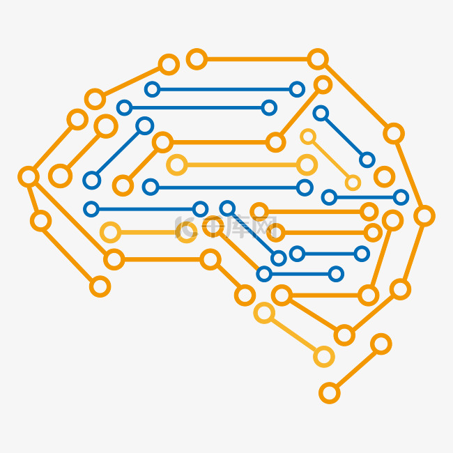矢量彩色线条圆圈大脑
