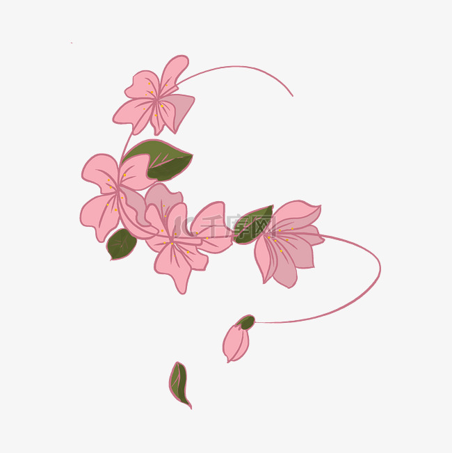 日本春天的樱花插画