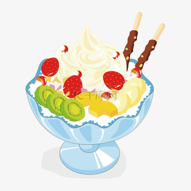 卡通水果冰淇淋元素