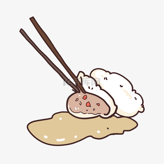 手绘饺子一双筷子